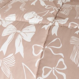 OHS Bow Print Frill Edge Coverless 7.5 Tog Duvet Set, Natural - King - thumbnail 5