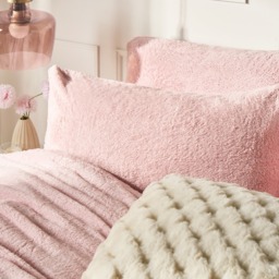 OHS Teddy Fleece Duvet Cover Set, Blush Pink - Double - thumbnail 2
