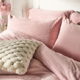 OHS Teddy Fleece Duvet Cover Set, Blush Pink - Double - thumbnail 3
