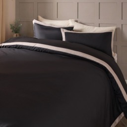 OHS Contrast Border Duvet Cover Set, Black/Stone - King - thumbnail 2