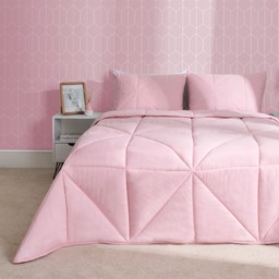 OHS Coverless Geo Quilted 7.5 Tog Duvet Set, Blush - Single