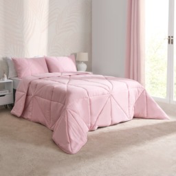 OHS Coverless Geo Quilted 7.5 Tog Duvet Set, Blush - Single - thumbnail 3
