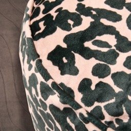 OHS Leopard Print Matte Velvet Footstool - Natural - thumbnail 2