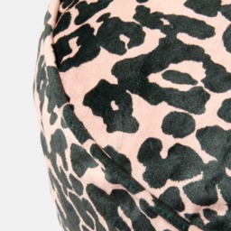 OHS Leopard Print Matte Velvet Footstool - Natural - thumbnail 4