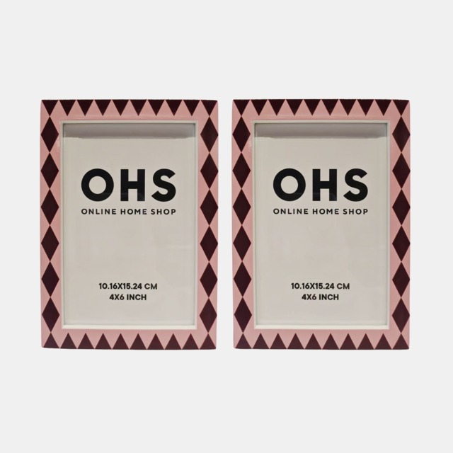 OHS 2 Pack Harlequin Print Photo Frames - Pink/Burgundy