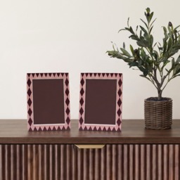 OHS 2 Pack Harlequin Print Photo Frames - Pink/Burgundy