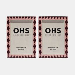 OHS 2 Pack Harlequin Print Photo Frames - Pink/Burgundy