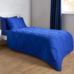 OHS Coverless Honeycomb Quilted 7.5 Tog Duvet Set, Blue - Double - thumbnail 2