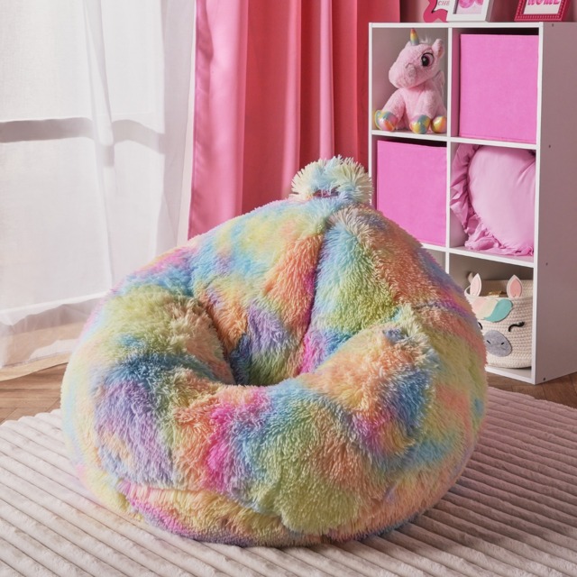 OHS Kids Fluffy Tie Dye Bean Bag - Multi - image 1