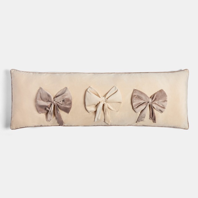 OHS Bow Detail Bolster Pillow - Natural - image 1