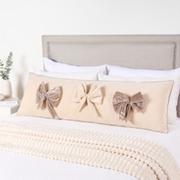 OHS Bow Detail Bolster Pillow - Natural