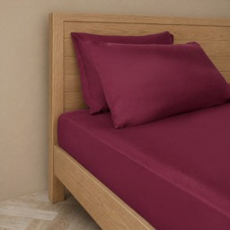 OHS Plain Dyed Fitted Sheet, Burgundy - King