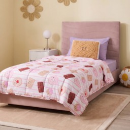 OHS Biscuit 4.5 Tog Coverless Duvet & Filled Pillow Set, Pink/White - Single - thumbnail 4