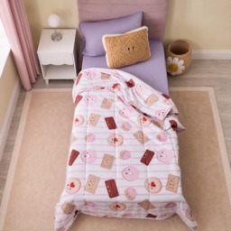 OHS Biscuit 4.5 Tog Coverless Duvet & Filled Pillow Set, Pink/White - Single - thumbnail 5