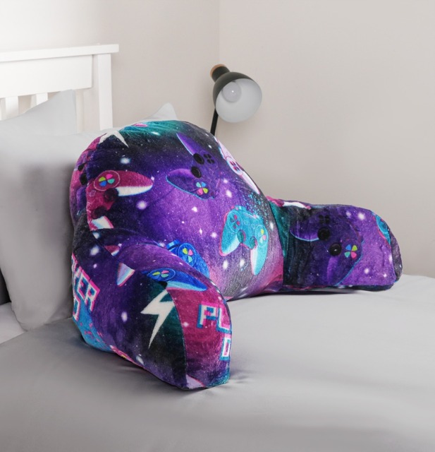 OHS Kids Neon Gaming Fleece Cuddle Cushion - Purple - image 1