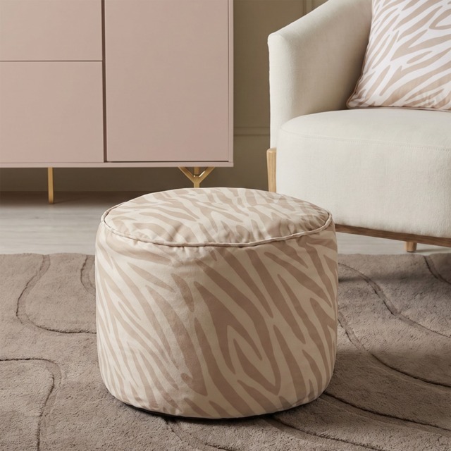 OHS Zebra Print Footstool - Natural - image 1