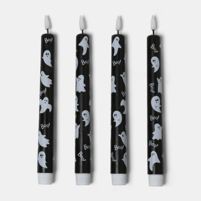 OHS 4 Pack Ghost Dinner Candles - Monochrome - image 1