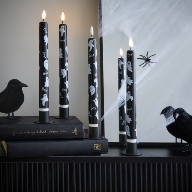 OHS 4 Pack LED Ghost Dinner Candles - Monochrome - image 1