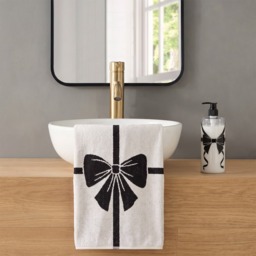 OHS 100% Cotton Elegant Bow Jacquard Bath Towel, Monochrome - 1PC - thumbnail 1