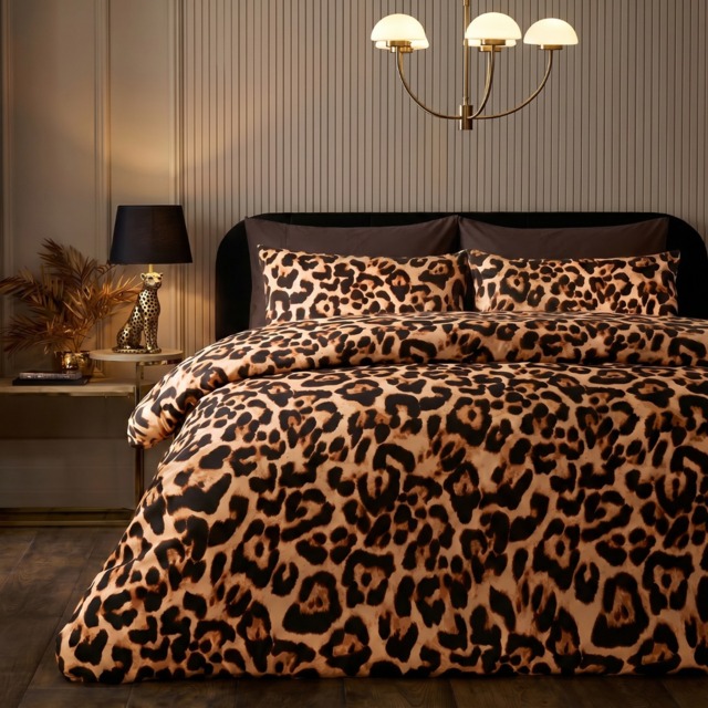 OHS Leopard Print Duvet Cover Set, Natural - Single - image 1