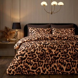 OHS Leopard Print Duvet Cover Set, Natural - Single - thumbnail 1