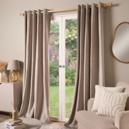 OHS Thermal Velvet Eyelet Curtains, Natural - 90 x 90in