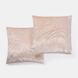 OHS champagne Foil Metalllic Wave Cushion Covers, 45 x 45cm - Natural - thumbnail 3