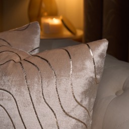 OHS champagne Foil Metalllic Wave Cushion Covers, 45 x 45cm - Natural - thumbnail 2