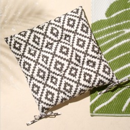 OHS 2 Pack Indoor/Outdoor Geometric Print Seat Pads, Grey/White - 40 x 40cm - thumbnail 2