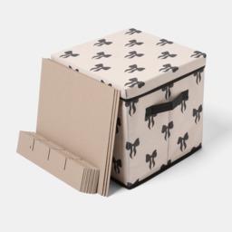 OHS Bow Print Christmas Bauble Storage Box - Monochrome - thumbnail 5