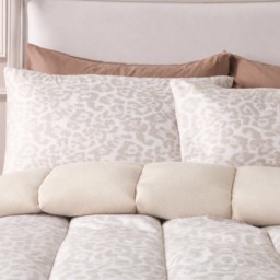 OHS Leopard Print Coverless 10.5 Tog Duvet Set, Stone - Double - thumbnail 2