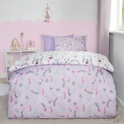 OHS Kids Ballerina Print Reversible Duvet Cover Set, Lilac/White - Single - thumbnail 2