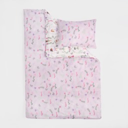 OHS Kids Ballerina Print Reversible Duvet Cover Set, Lilac/White - Single - thumbnail 5