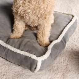 OHS Rectangular Sherpa Bind Mat Pet Bed, Grey/White - Large - thumbnail 3