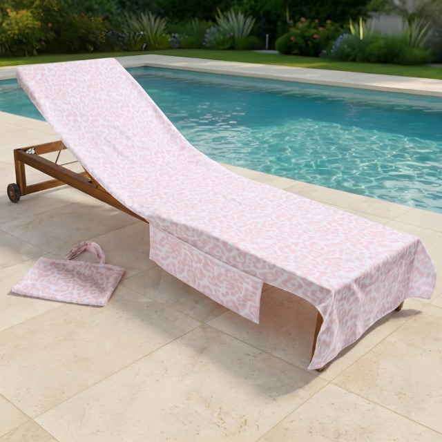 OHS Leopard Print Beach Towel in a Bag - Stone - image 1