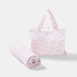 OHS Leopard Print Beach Towel in a Bag - Stone - thumbnail 4