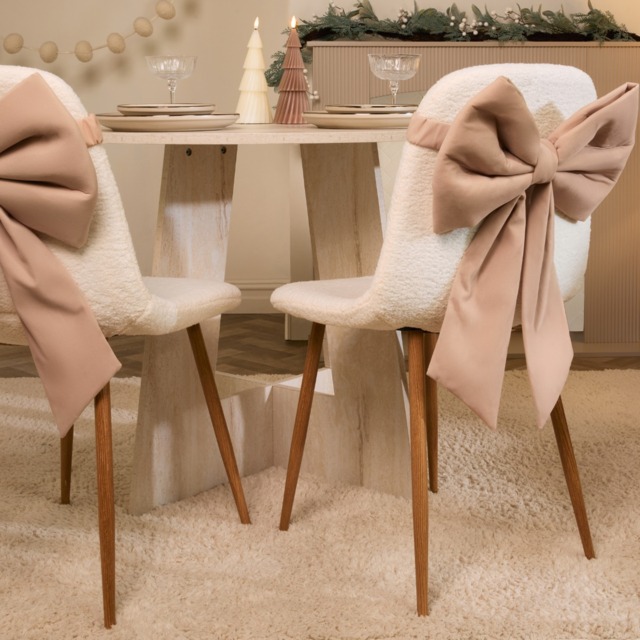 OHS 4 Pack Velvet Chair Bows - Natural - image 1