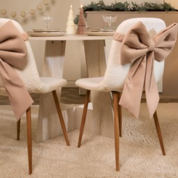 OHS 4 Pack Velvet Chair Bows - Natural