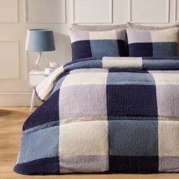 OHS Teddy Gingham Coverless 10.5 Duvet & Pillowcases, Navy - King