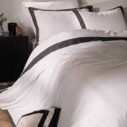 OHS Contrast Border Duvet Cover Set, White/Charcoal - King - thumbnail 2