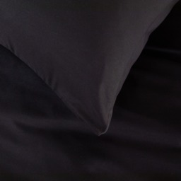 OHS Plain Duvet Cover Quilt with Pillowcase - Black, Single - thumbnail 3