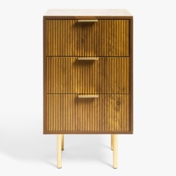 OHS Ribbed 3-Drawer Bedside Table - Medium Wood - thumbnail 4