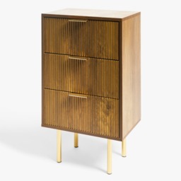 OHS Ribbed 3-Drawer Bedside Table - Medium Wood - thumbnail 5
