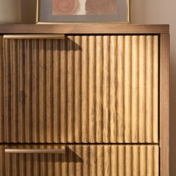 OHS Ribbed 3-Drawer Bedside Table - Medium Wood - thumbnail 3