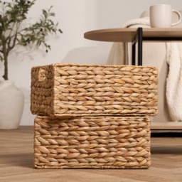 OHS Foldable Seagrass Storage Basket, Natural - 2 Piece - thumbnail 2