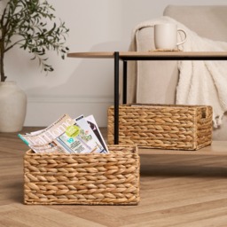 OHS Foldable Seagrass Storage Basket, Natural - 2 Piece - thumbnail 1
