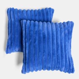 OHS 4 Pack Faux Fur Thick Ribbed Cushion Covers, Cobalt Blue - 45 x 45cm - thumbnail 3