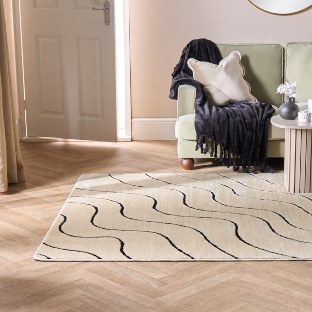 OHS Contrast Tufted Wave Rug, Monochrome - 120 x 170cm - image 1