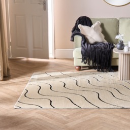 OHS Contrast Tufted Wave Rug, Monochrome - 120 x 170cm - thumbnail 1