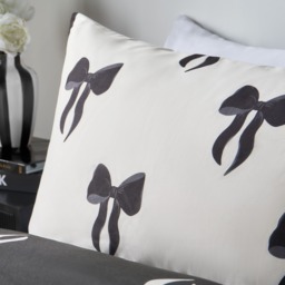OHS Bow Print Reversible Duvet Cover Set, Monochrome - Single - thumbnail 3